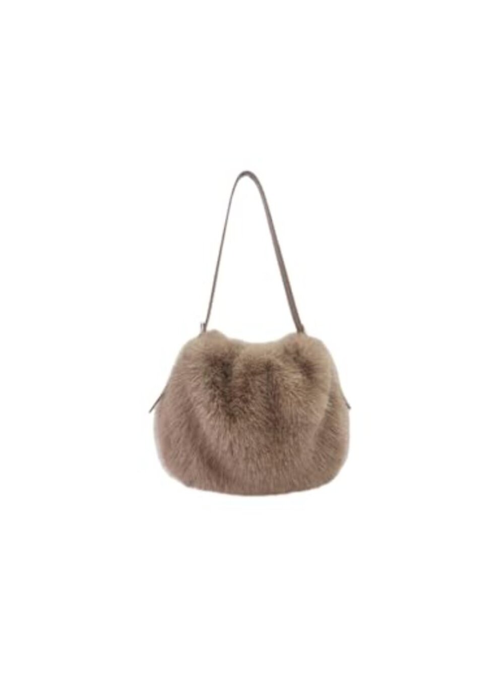 Faux Fox Fur Hobo Bag Plush Furry Adjustable Strap Shoulder Bag